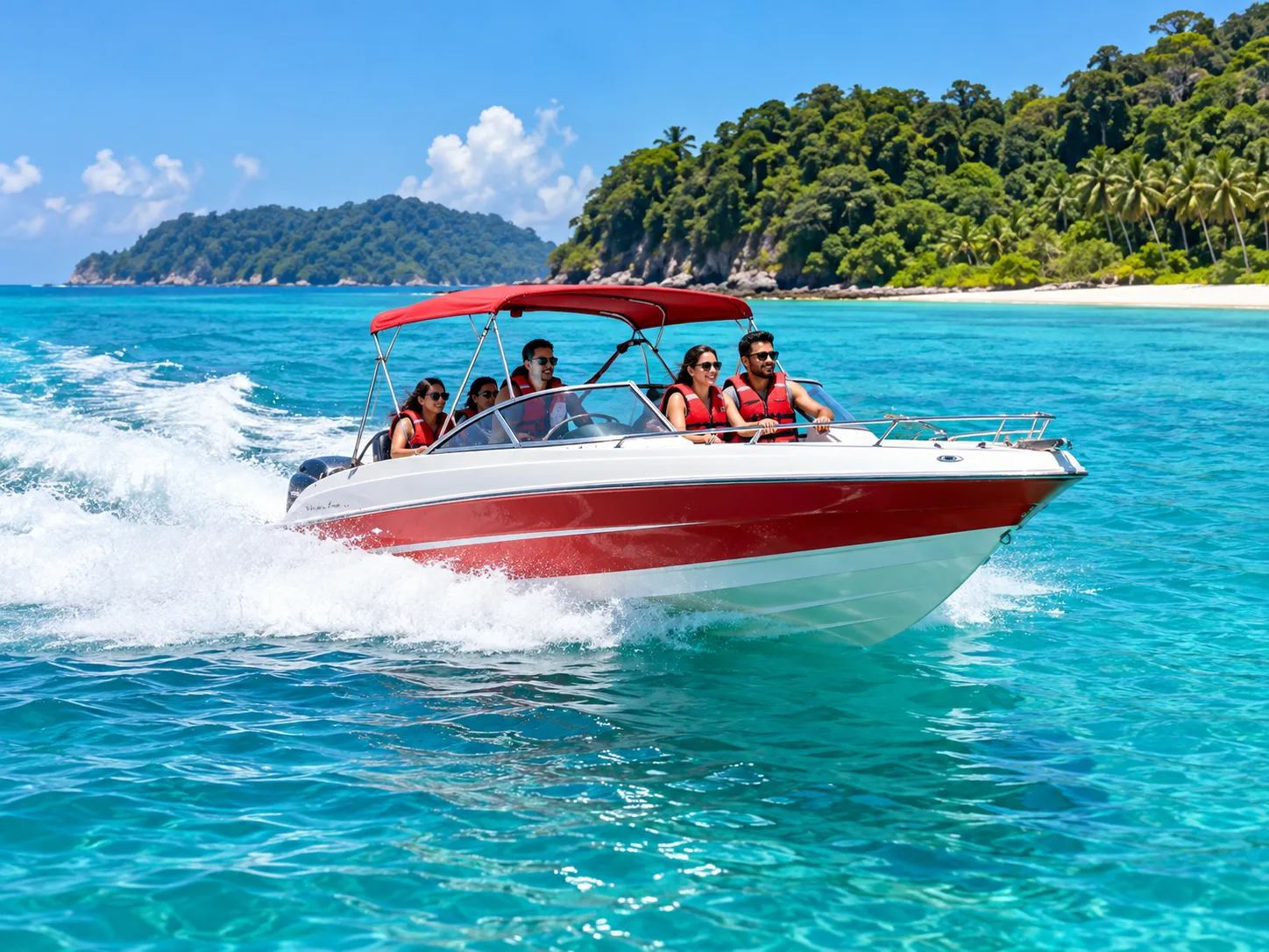 Speed boat ride in the Andaman Islands